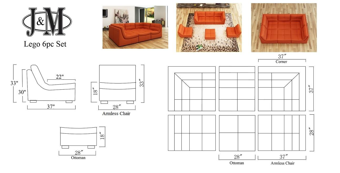 

                    
Buy Pumpkin Leather Modular Sectional Living Room Set 6 Pcs Modern J&M Lego
