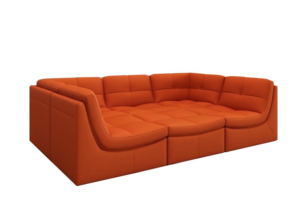 Contemporary, Modern Sectional Sofa Lego SKU176652 in Orange Leather
