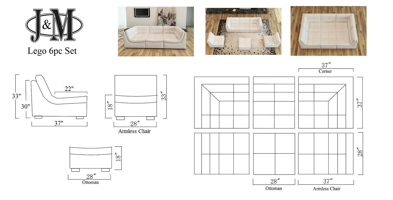 

                    
Buy White Leather Modular Sectional Living Room Set 6 Pcs Modern J&M Lego
