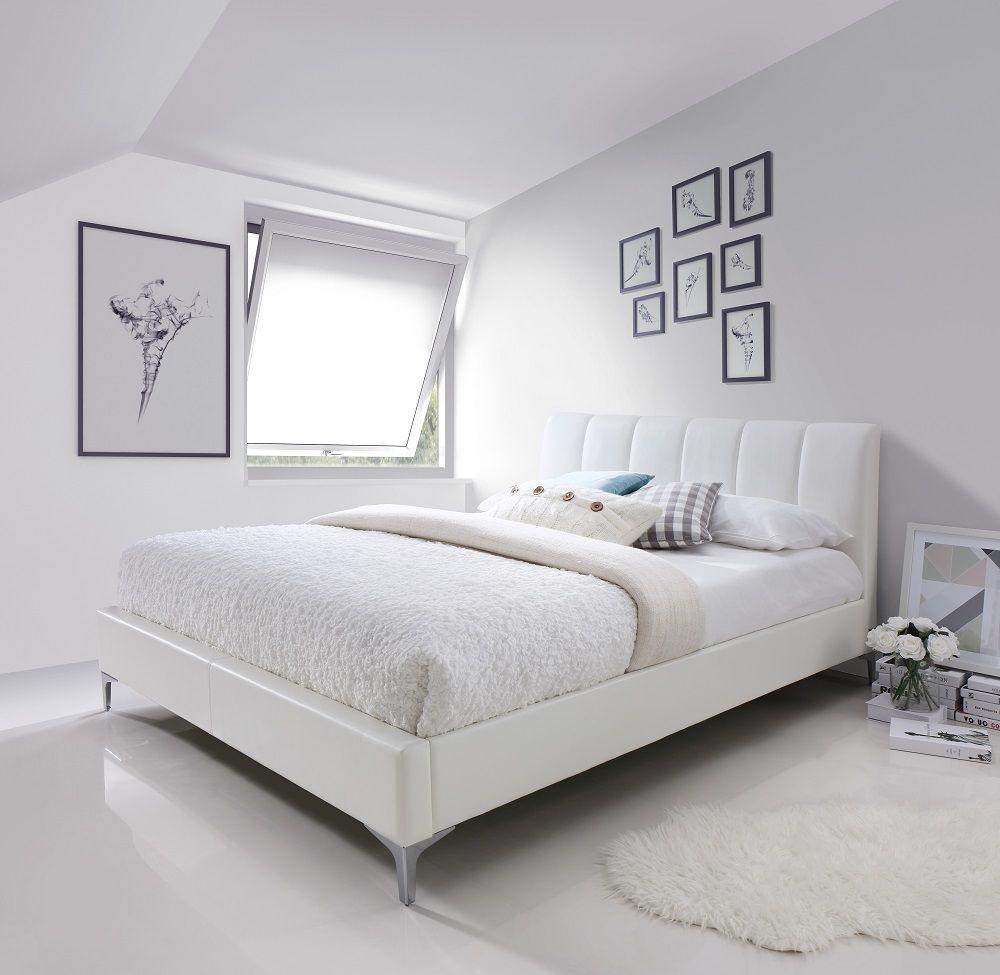 

    
J&M Leona Contemporary White Eco Pelle Upholstered King Size Platform Bed
