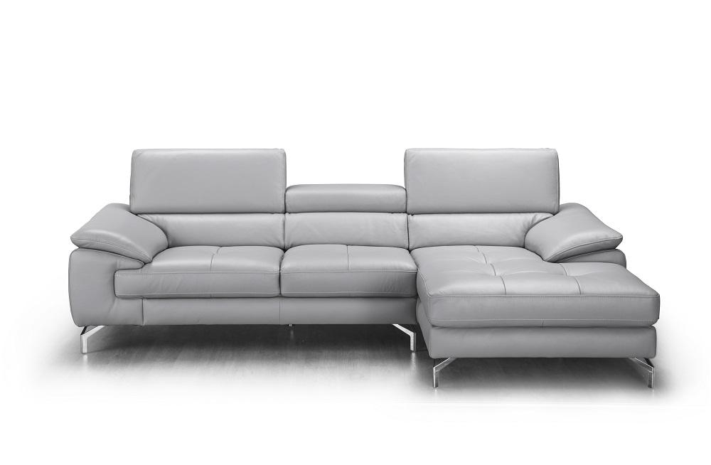 Modern Sectional Sofa Liam SKU18273 in Gray Italian Leather