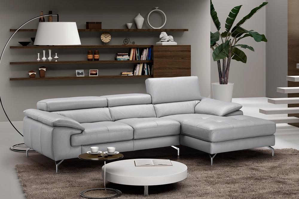 

    
Grey Premium Italian Leather Sectional Sofa RHC Modern J&M Liam

