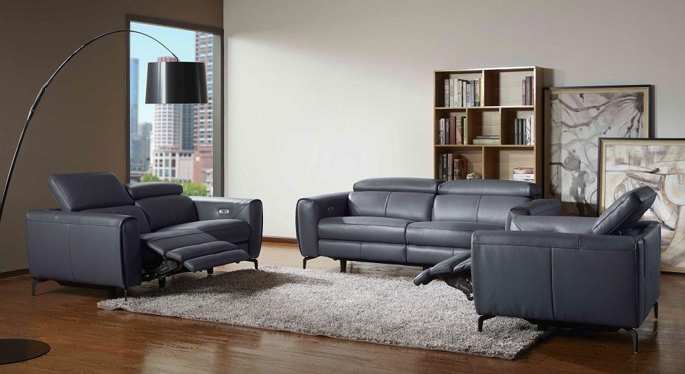 

    
Modern Motion Living Room Sofa Set 3Pcs in Blue-Grey J&M Lorenzo
