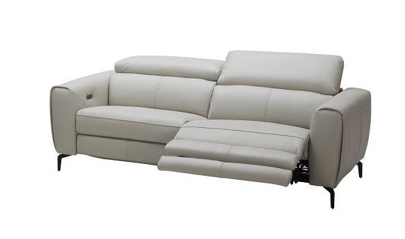 Contemporary, Modern Reclining Sofa Lorenzo SKU18824 in Light Gray Italian Leather