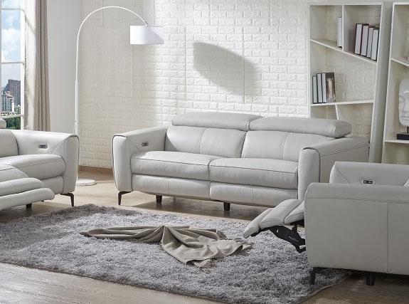 

                    
J&M Furniture Lorenzo Reclining Sofa Light Gray Italian Leather Purchase 

