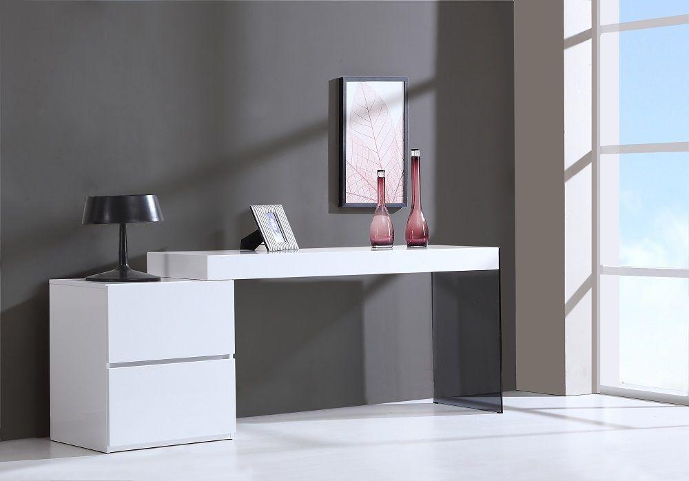 

    
Home Office Computer Desk Glossy White & Glass Contemporary J&M Mia
