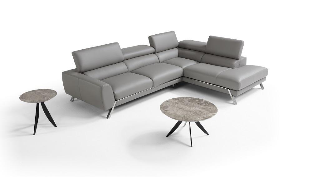 

    
Modern Premium Grey Italian Leather Sectional Sofa RHC J&M Mood
