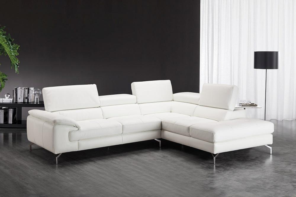 White Premium Italian Leather Sectional Sofa RHC Modern J&M Nila – buy ...
