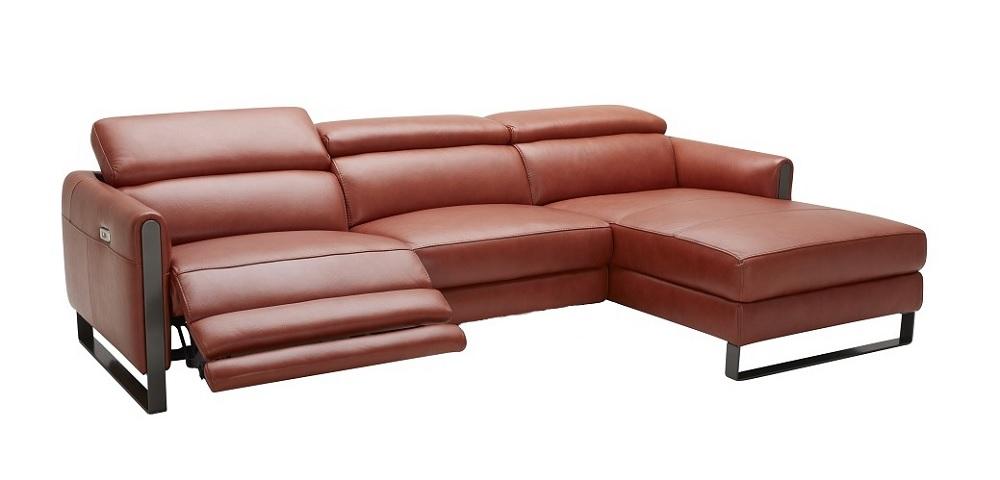 

    
Modern Premium Ochre Leather Motion Sectional Sofa RHC J&M Nina

