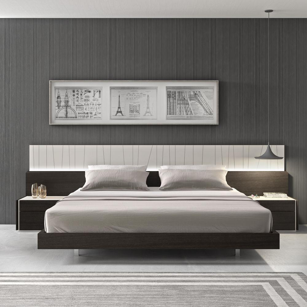 Contemporary Platform Bedroom Set Porto SKU17867-EK-Set-3 in Wenge 
