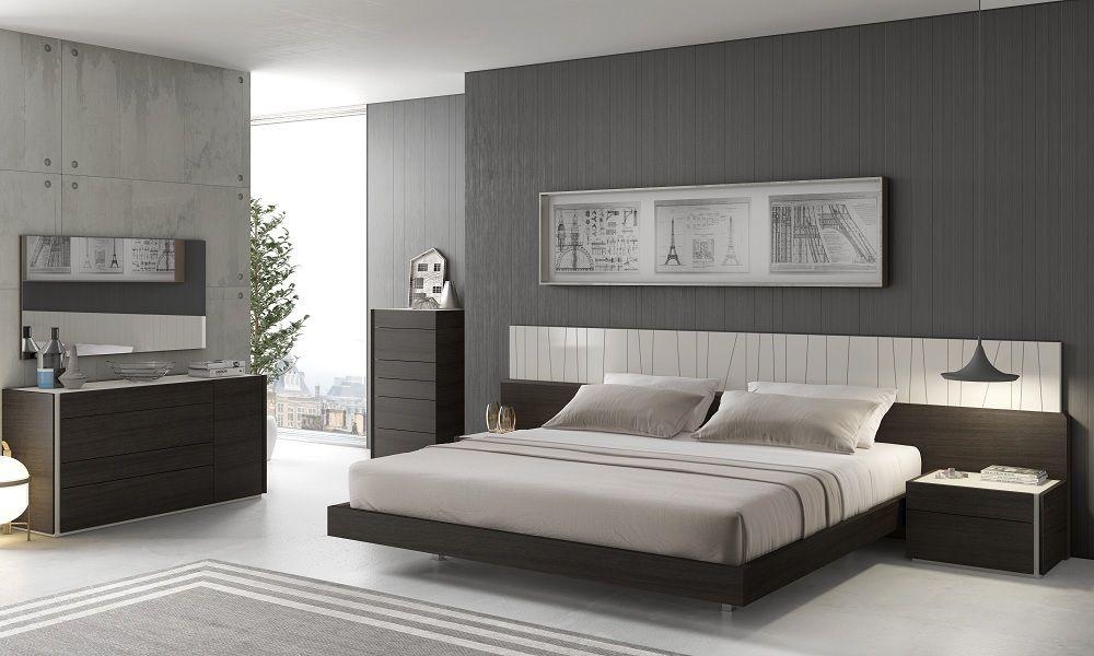 Contemporary Platform Bedroom Set Porto SKU17867-EK-Set-5 in Wenge 