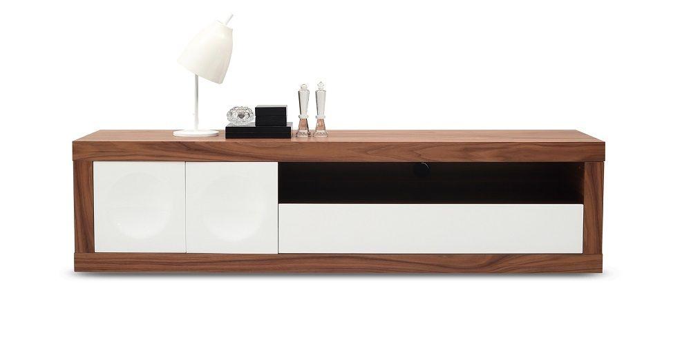 

    
Modern Style Walnut Wood Veneer White High Gloss Tv Base J&M Prato
