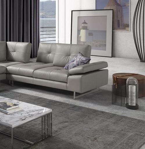 

    
Modern Grey Premium Leather Sectional Left Hand Chaise J&M Prive
