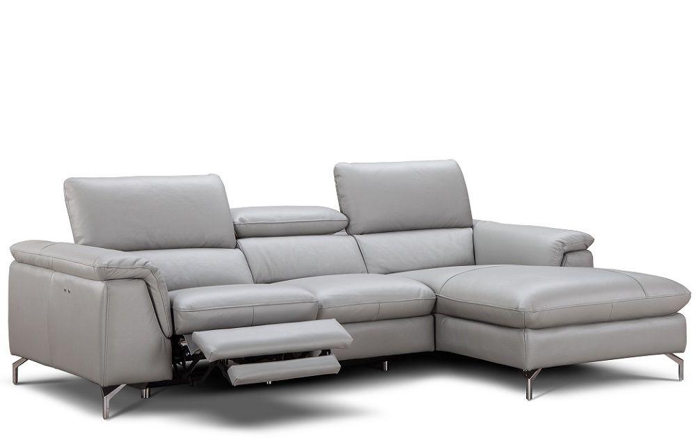 Contemporary Reclining Sectional Serena SKU18234 in Light Gray Leather