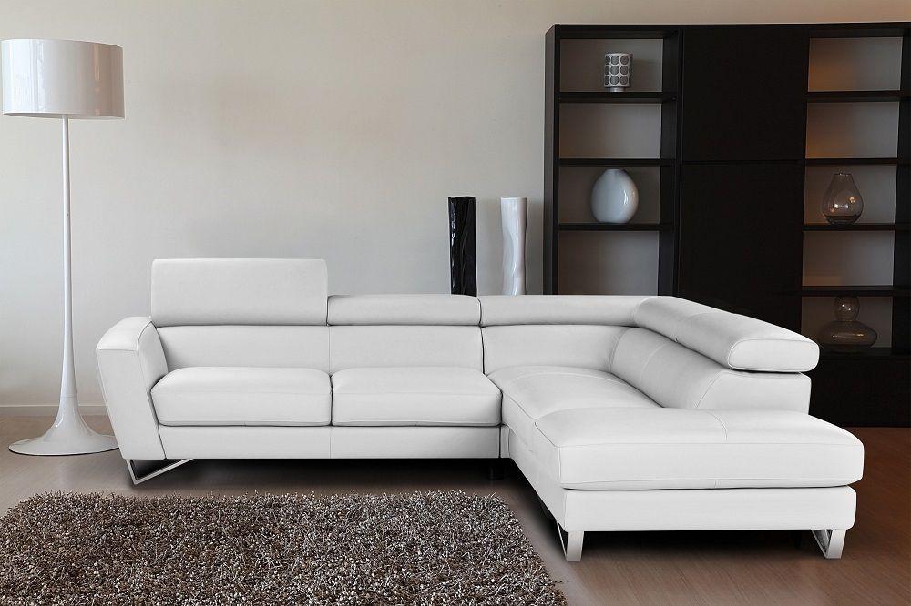 

    
Fashionable White Top Grain Italian Leather Sectional Sofa RHC J&M Sparta 1585
