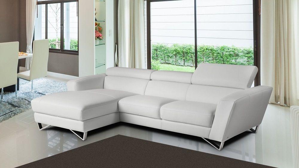 

    
Fashionable White Top Grain Italian Leather Sectional Sofa LHC J&M Sparta Mini
