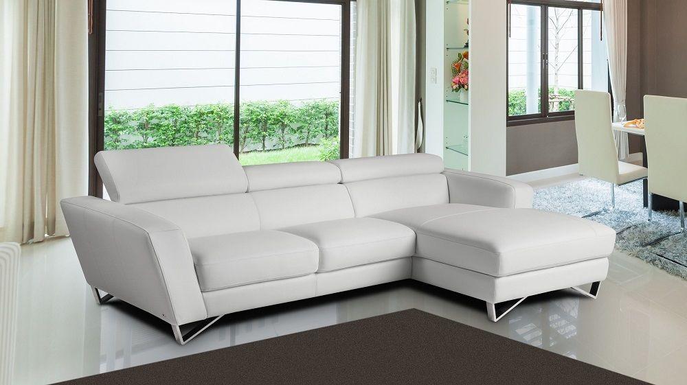 

    
Fashionable White Top Grain Italian Leather Sectional Sofa RHC J&M Sparta Mini
