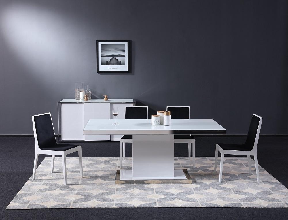 Contemporary, Modern Dining Sets Star SKU18352-DT-Set-7 in White, Black Leatherette
