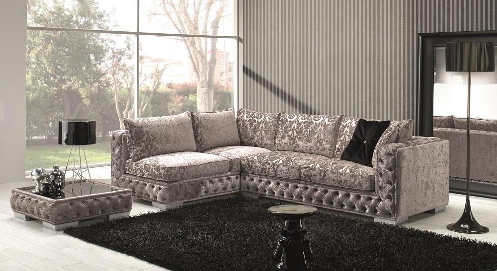 Contemporary, Modern Sectional Sofa Vanity SKU18769 in Light Gray Microfiber