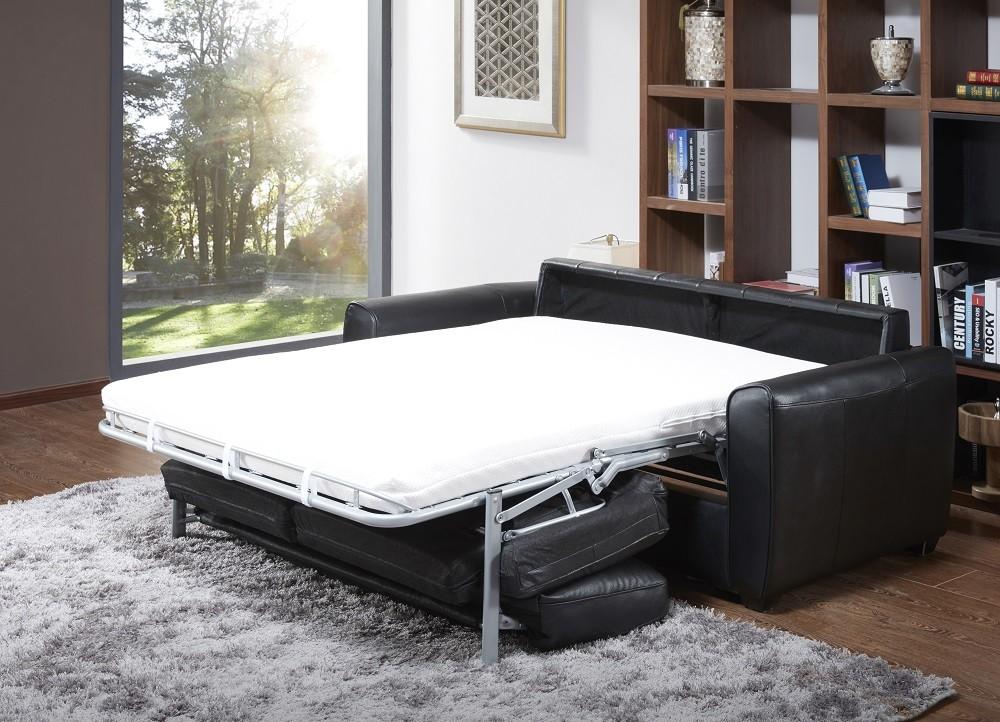 

    
Black Premium Leather Foam Mattress Sofa Bed Contemporary J&M Ventura
