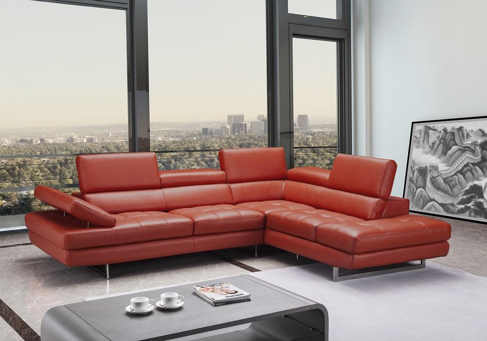 

    
J&M Venus Modern Dark Orange Premium Italian Leather Sectional Sofa RHC
