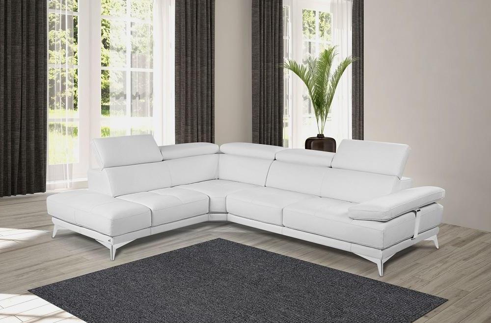 

    
J&M Winner Modern White Premium Italian Leather Sectional Sofa Left Hand Chase
