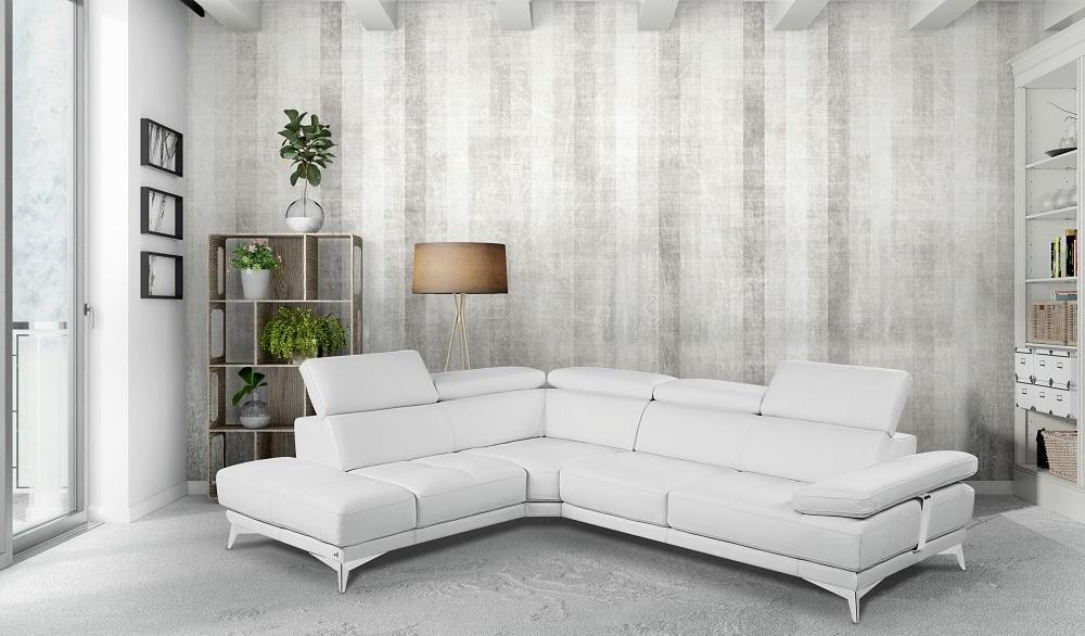 

    
J&M Winner Modern White Premium Italian Leather Sectional Sofa Left Hand Chase
