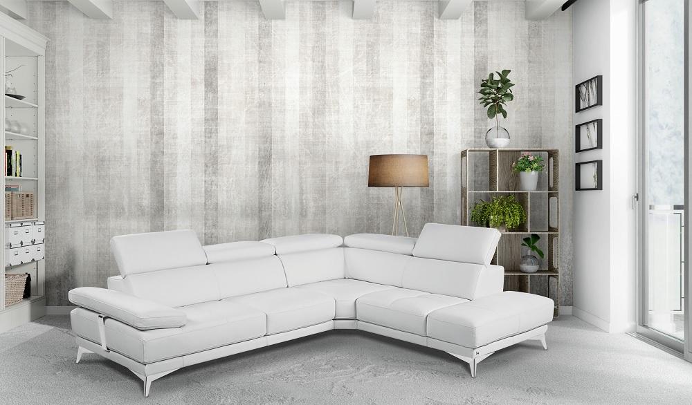 

    
J&M Winner Modern White Premium Italian Leather Sectional Sofa Right Hand Chase
