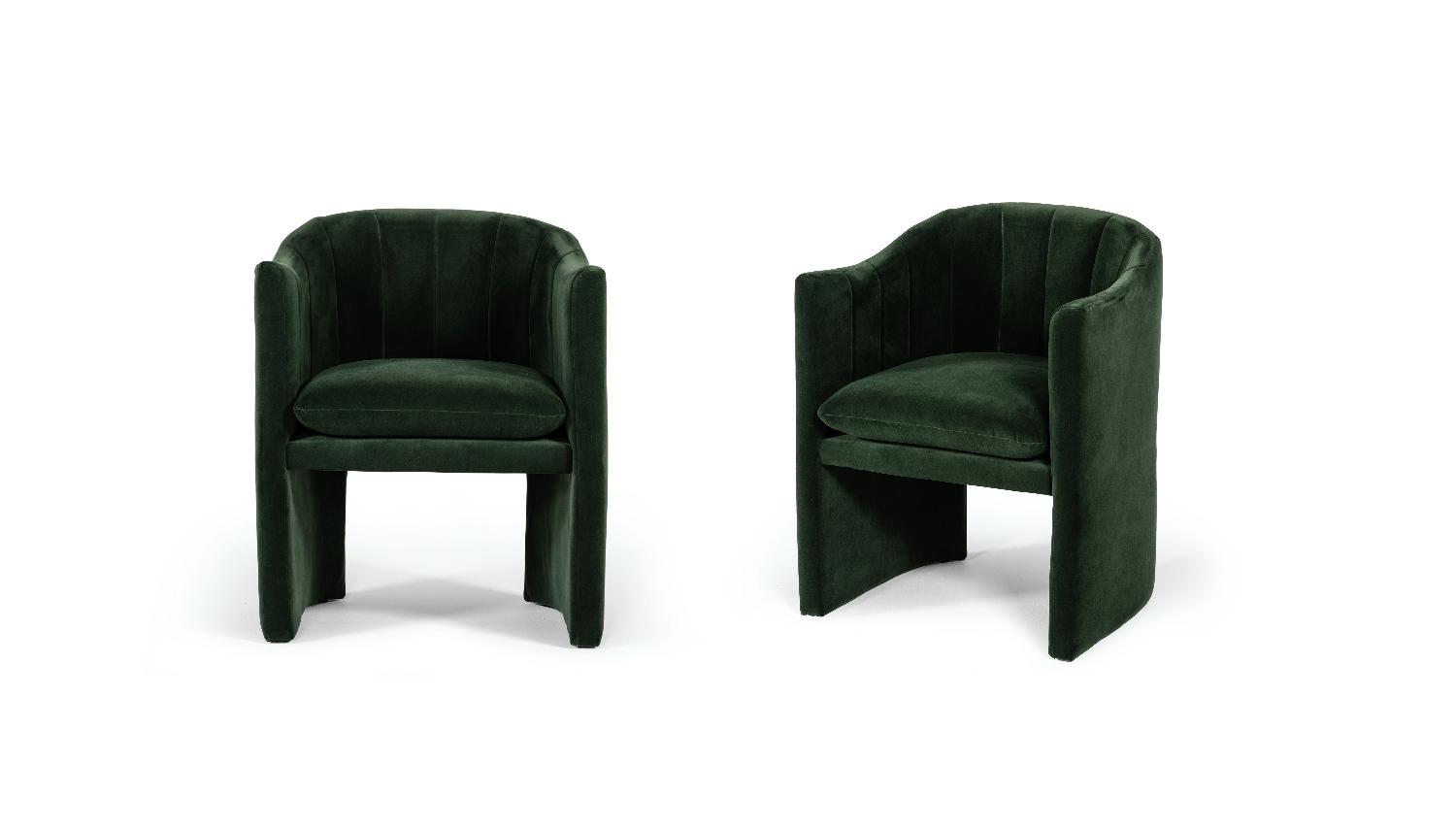 Contemporary, Modern Dining Chair Set Danube VGEUMC-9704CH-A-GRN VGEUMC-9704CH-A-GRN-Set-2 in Green Fabric