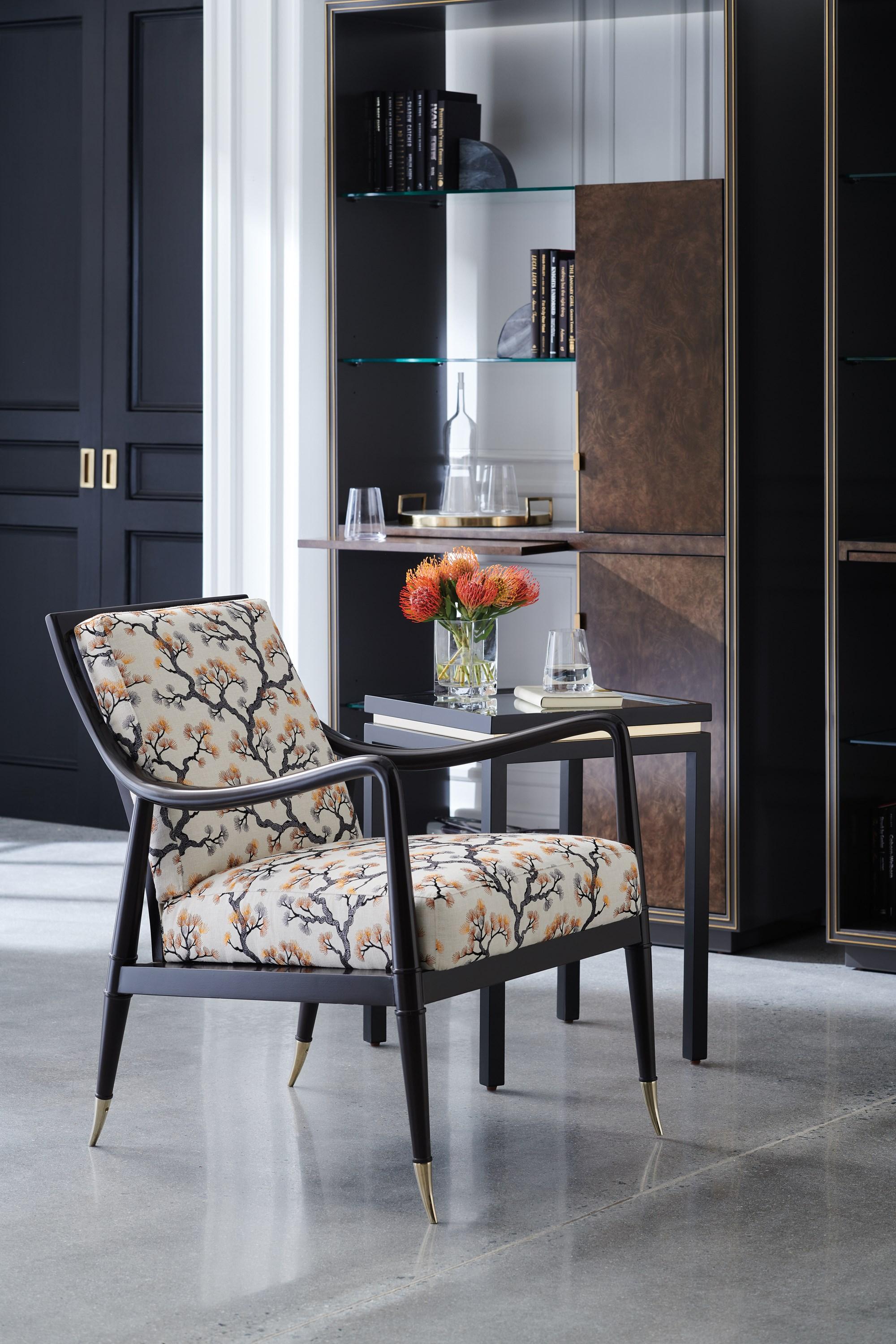 Contemporary Accent Chair and End Table Set WELL APPOINTED / THE SANDBOX UPH-020-134-B-Set-2 in Floral Fabric