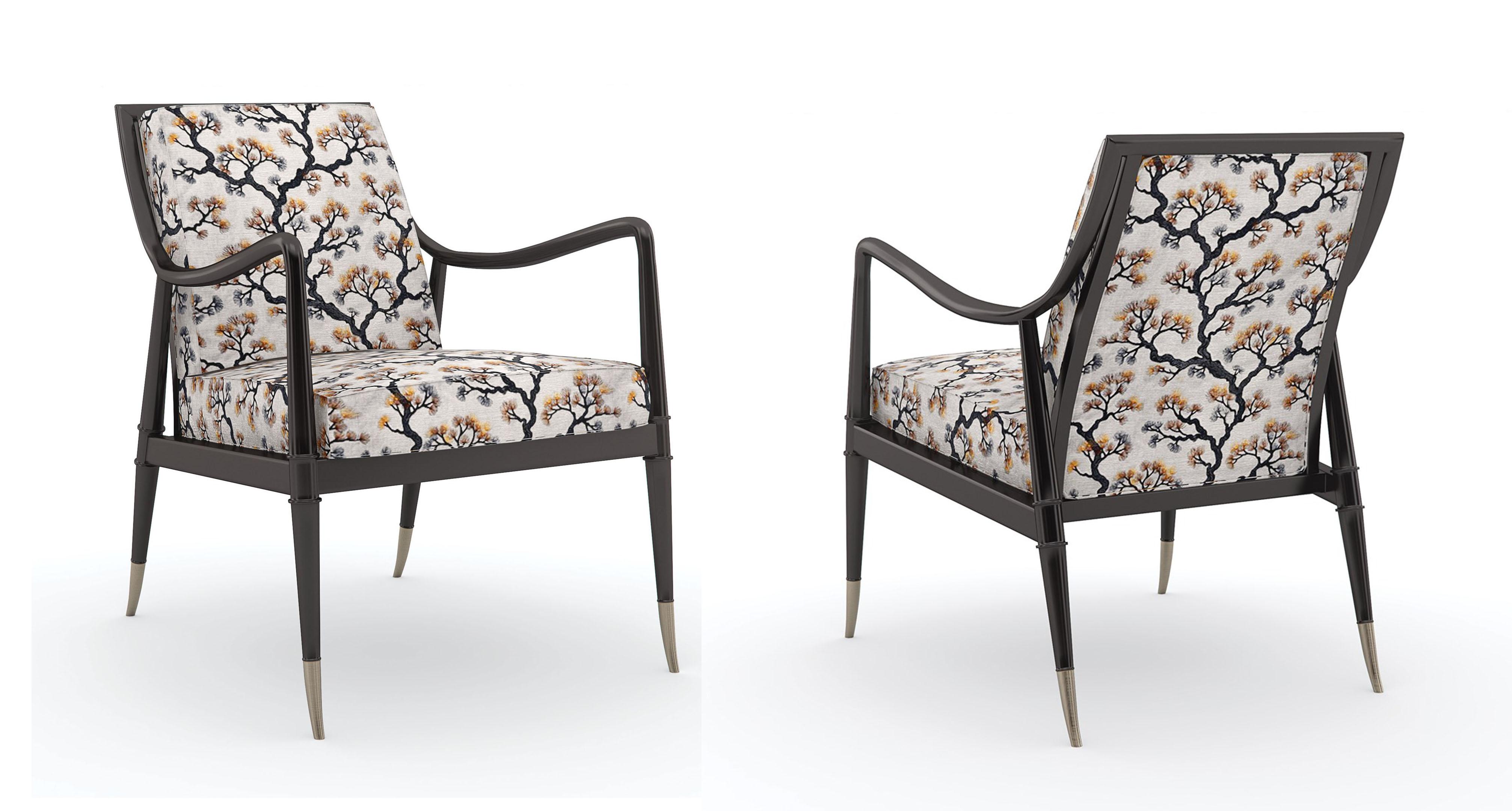 Contemporary Accent Chair WELL APPOINTED UPH-020-134-B-Set-2 in Floral Fabric