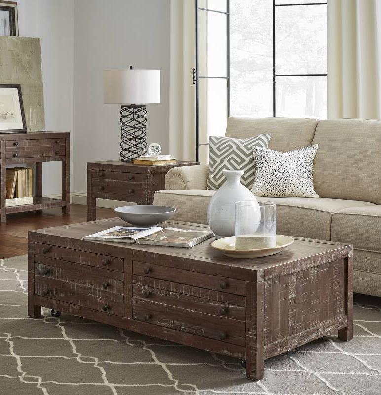 Rustic Coffee Table Set TOWNSEND 8T0621-2PC in Java 