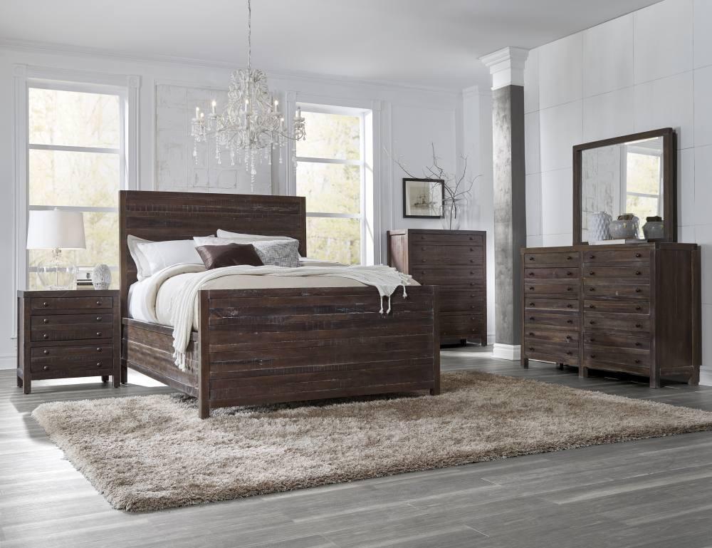 Contemporary Panel Bedroom Set TOWNSEND 8T06L7-2NDM-5PC in Java 