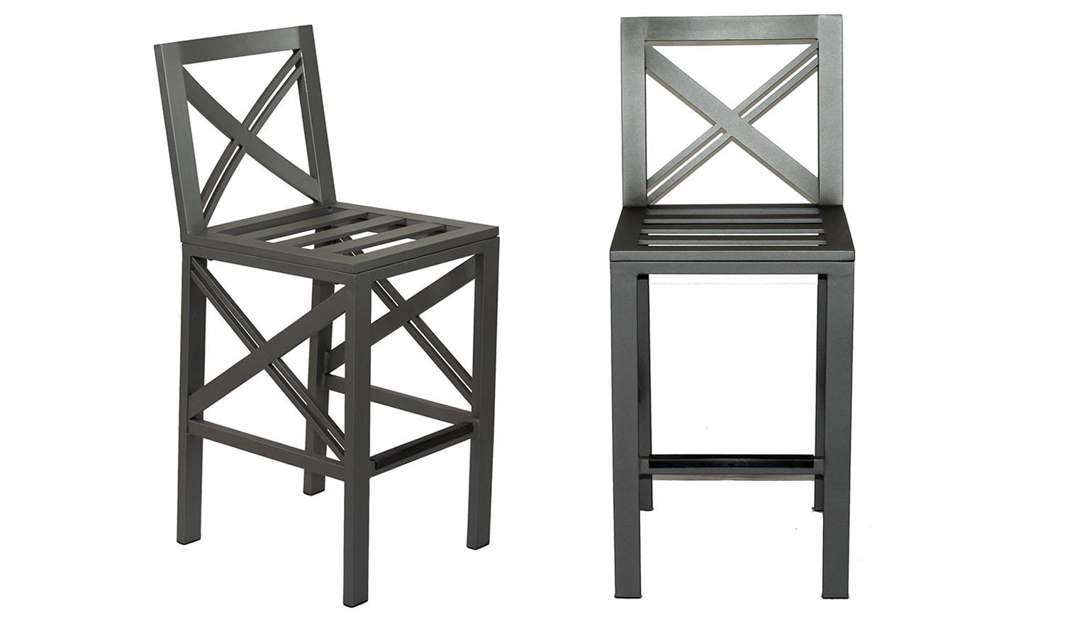 Contemporary Outdoor Barstool Jolee JLABS-Set-2 in Natural, Gray Fabric