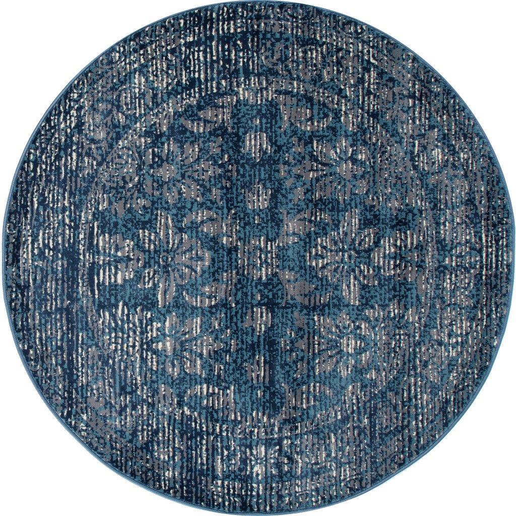 

    
Kanpur Homeland Steel Blue 7 ft. 10 in. Round Area Rug by Art Carpet
