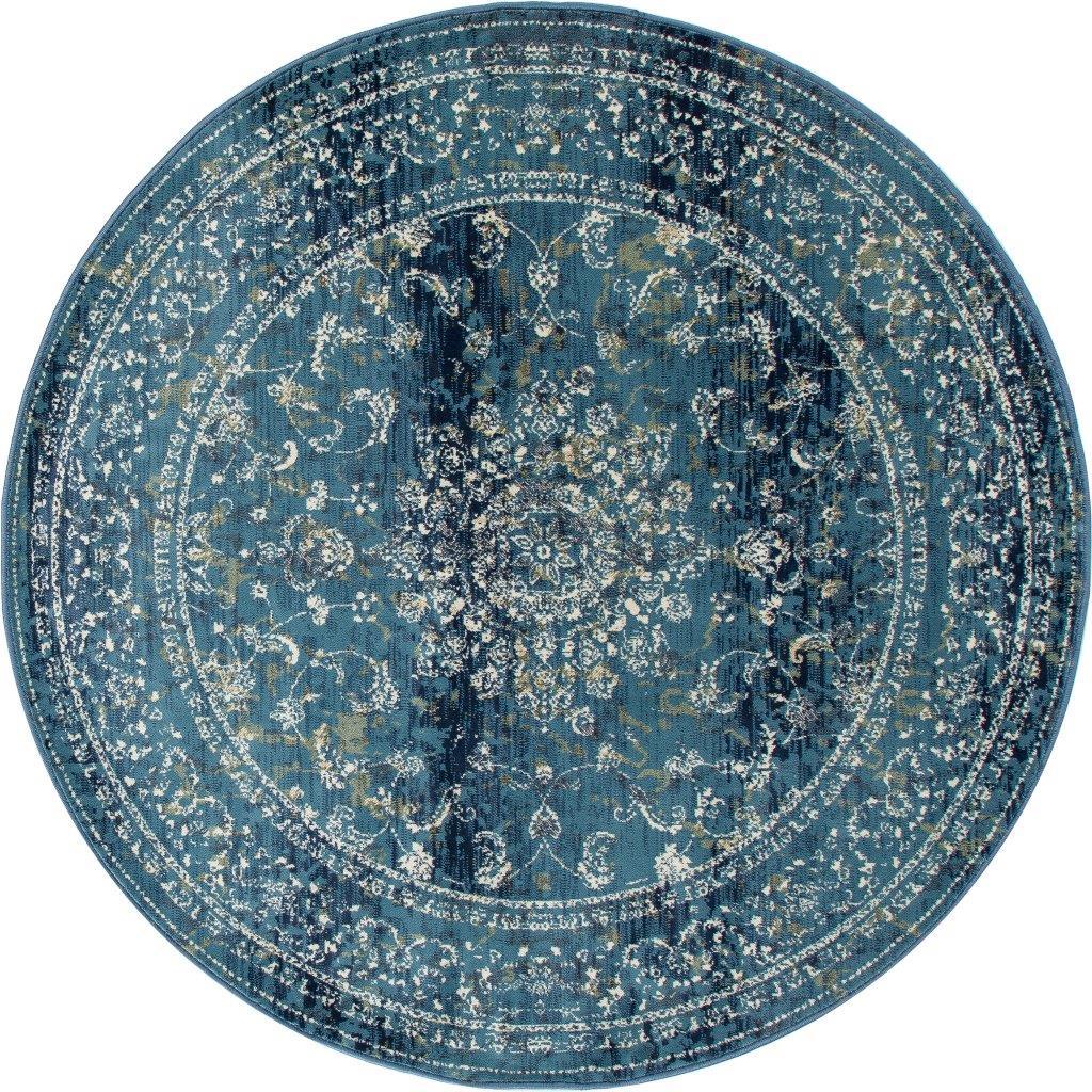 

    
Kanpur Invitation Medium Blue 5 ft. 3 in. Round Area Rug by Art Carpet
