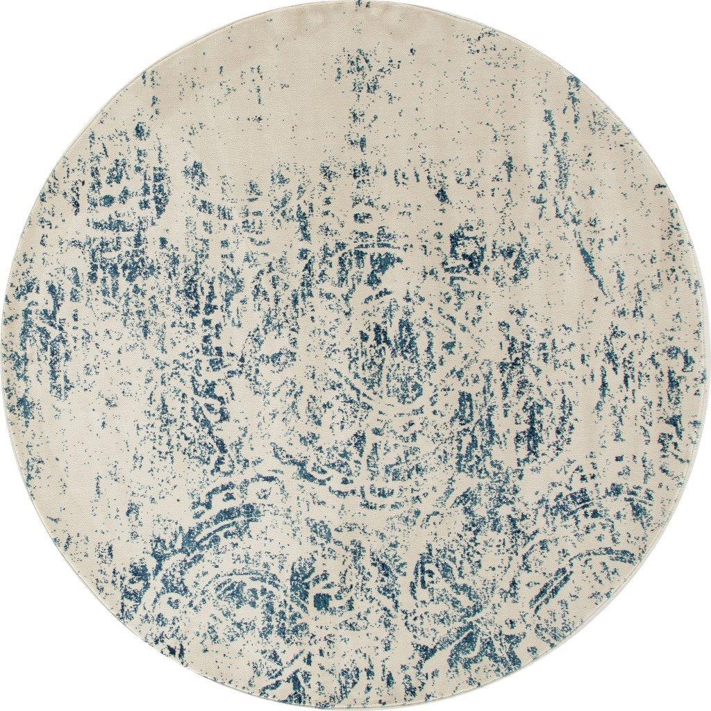 

    
Kanpur Weathered Block Blue 5 ft. 3 in. Round Area Rug by Art Carpet
