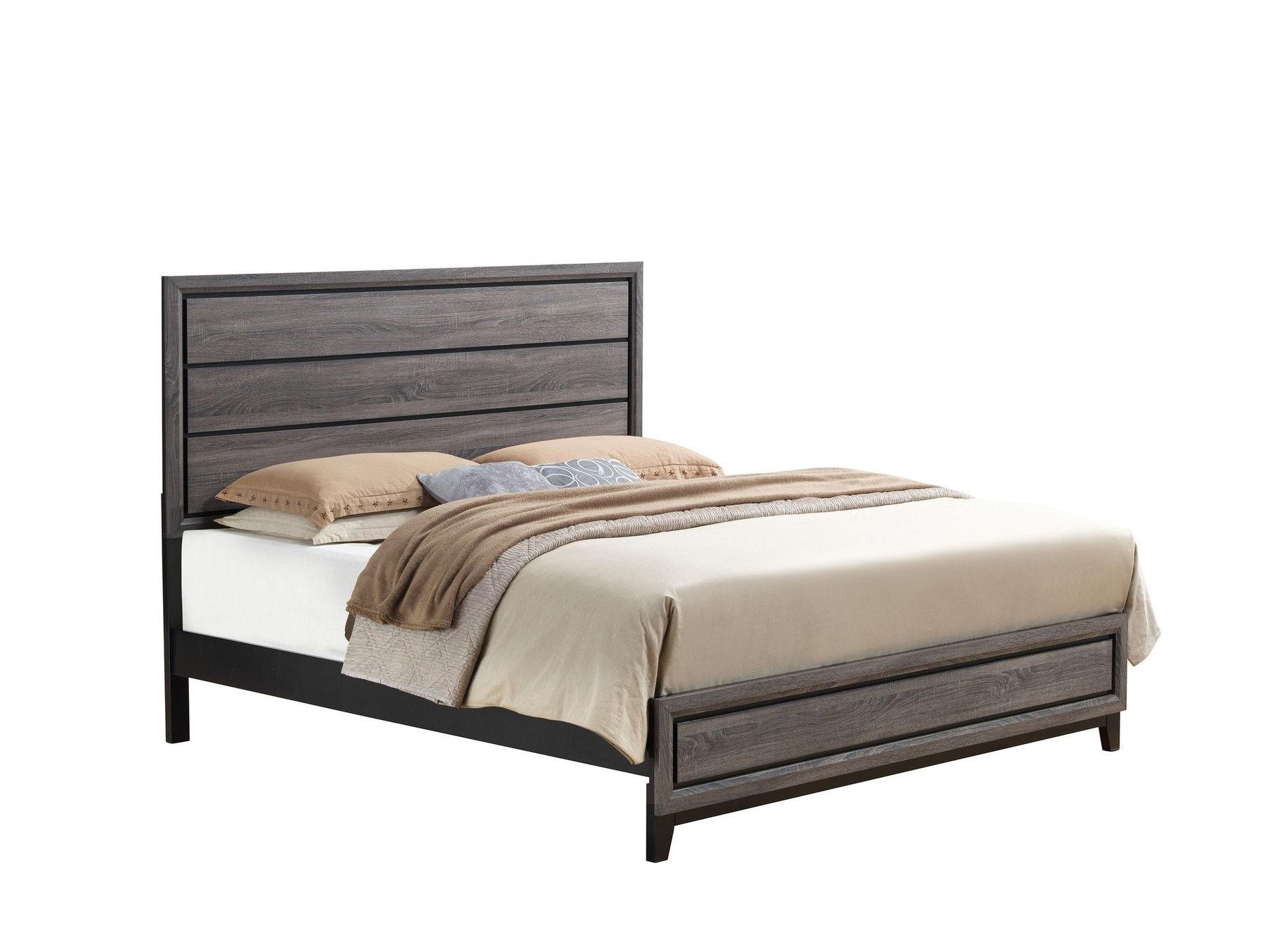 Contemporary, Casual Platform Bed KATE KATE-GR-KB in Gray 