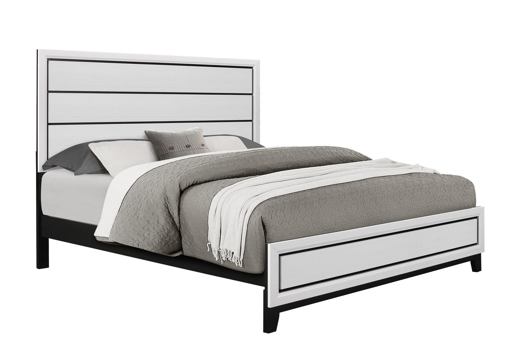 

    
KATE White Finish w/ Dark Accents Casual King Size Bed Global US
