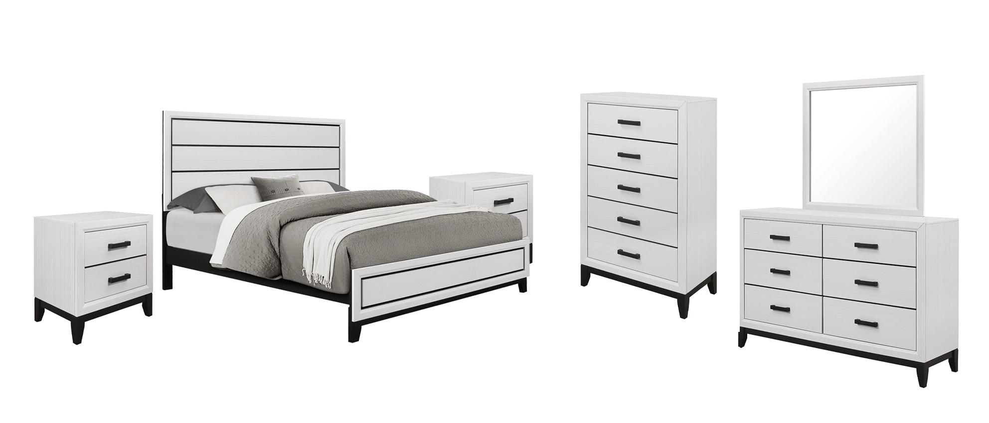 Contemporary, Casual Platform Bedroom Set KATE KATE-WH-KB-Set-6 in White 