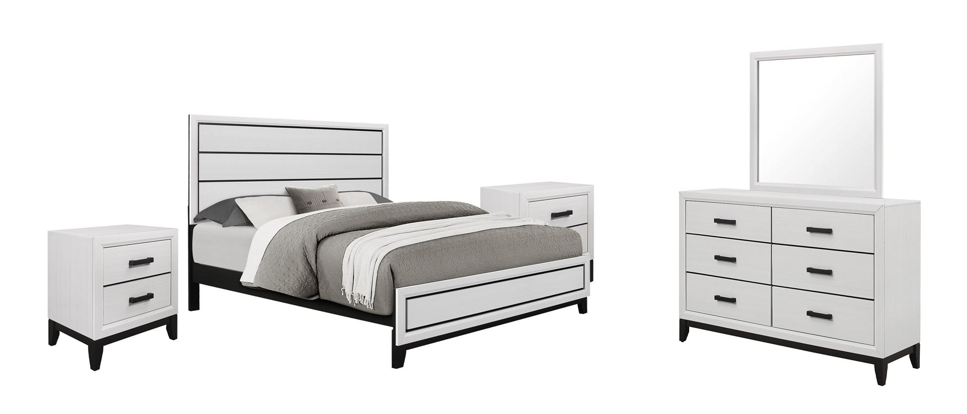 Contemporary, Casual Platform Bedroom Set KATE KATE-WH-QB-Set-5 in White 
