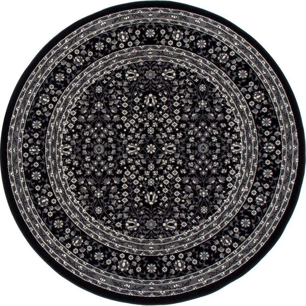 

    
Keene Microfloral Black 5 ft. 3 in. Round Area Rug by Art Carpet
