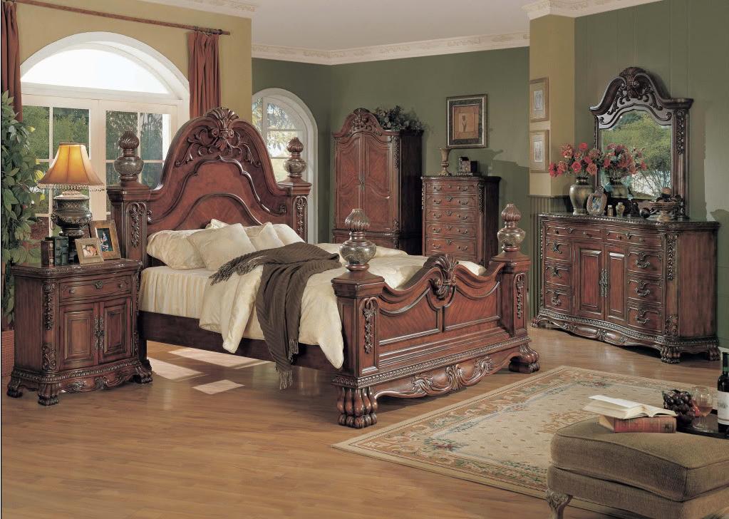 

    
Kelsey Traditional Luxury Queen Poster Bed 4 piece Cherry Bedroom Furniture Set

