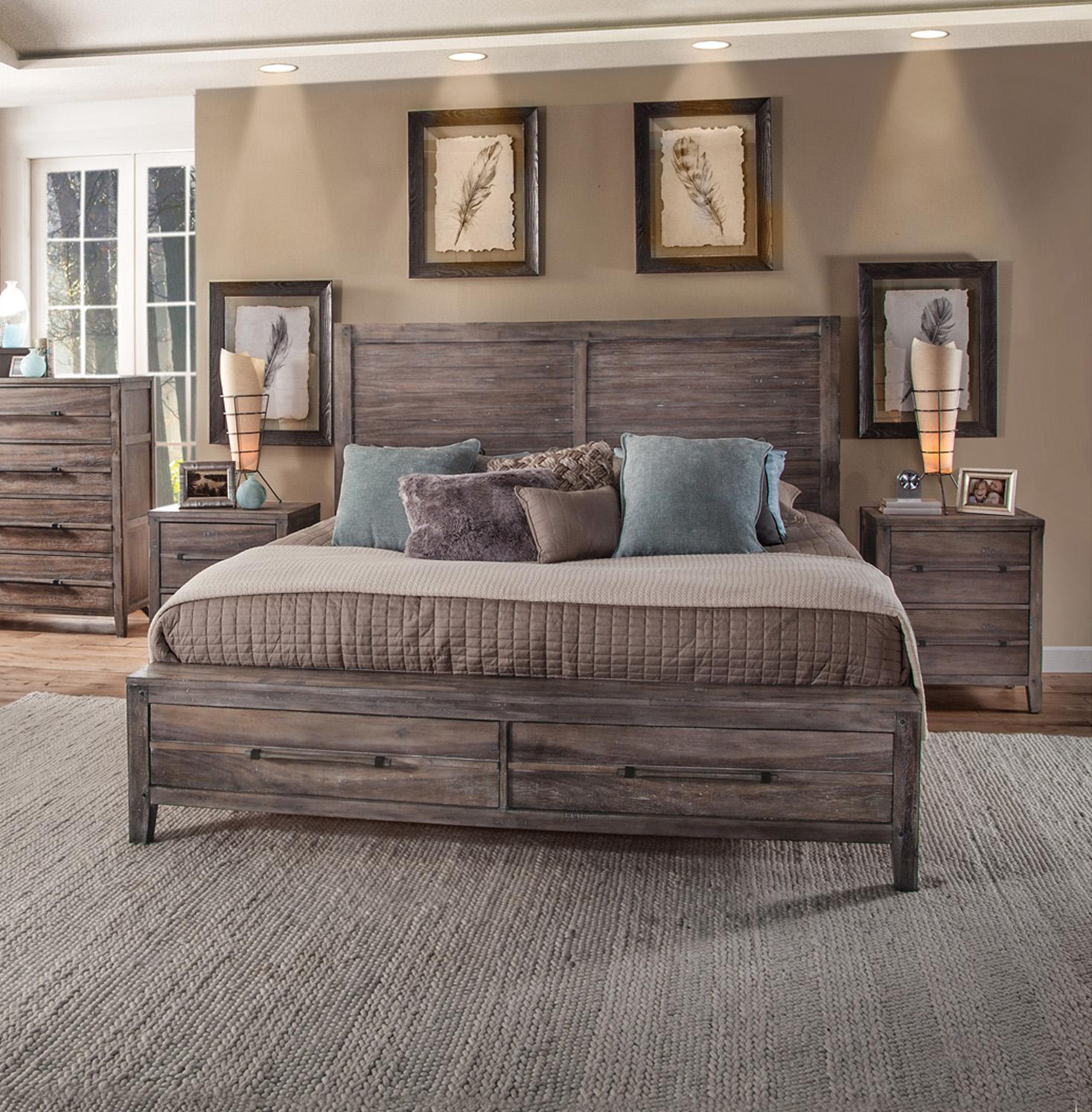 Classic, Traditional Panel Bedroom Set AURORA 2800-66PNST 2800-66PNST-2N-3PC in Driftwood, Gray 