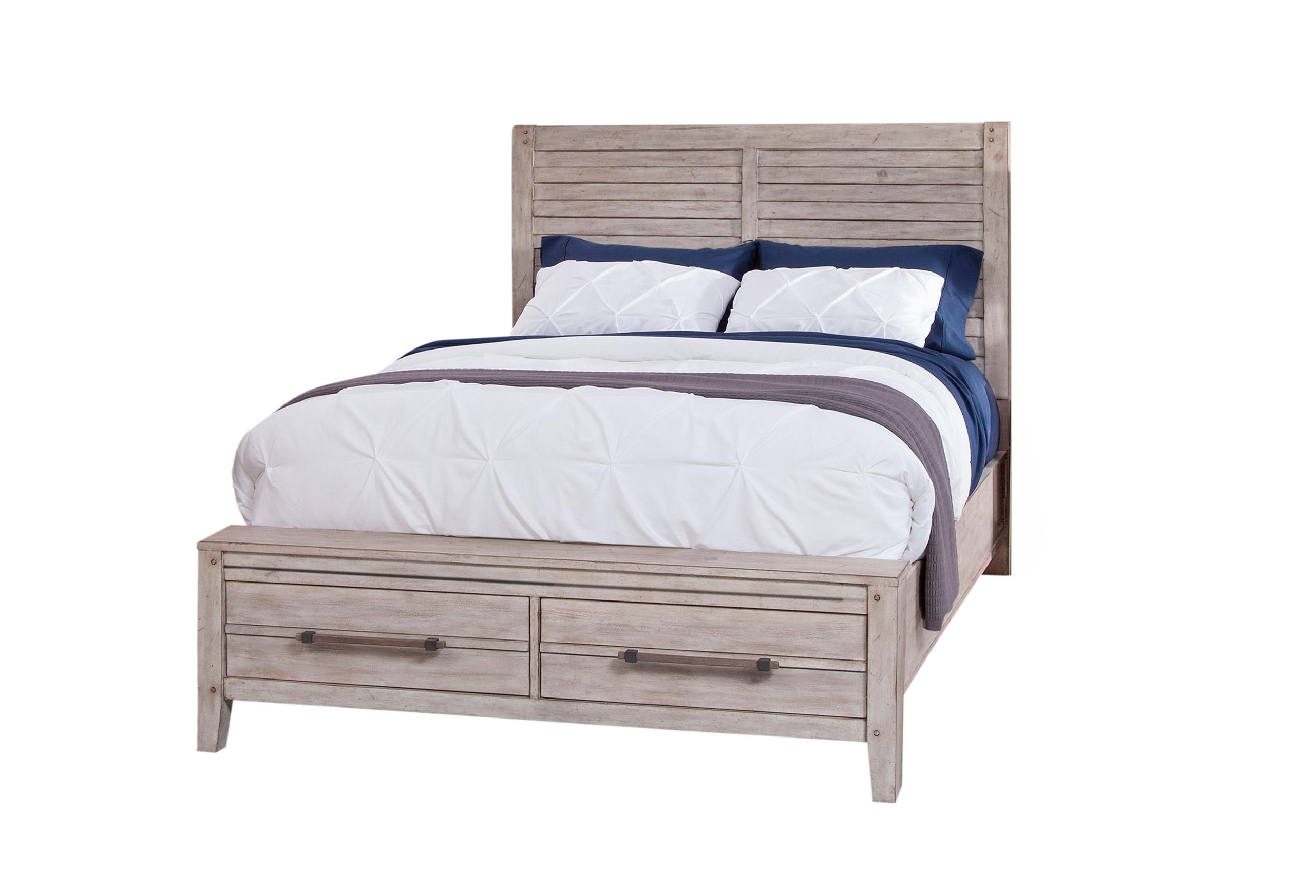 

    
Whitewash King Panel Storage Bed Set 3Pcs AURORA 2810-66PSB 2810-410 American Woodcrafters
