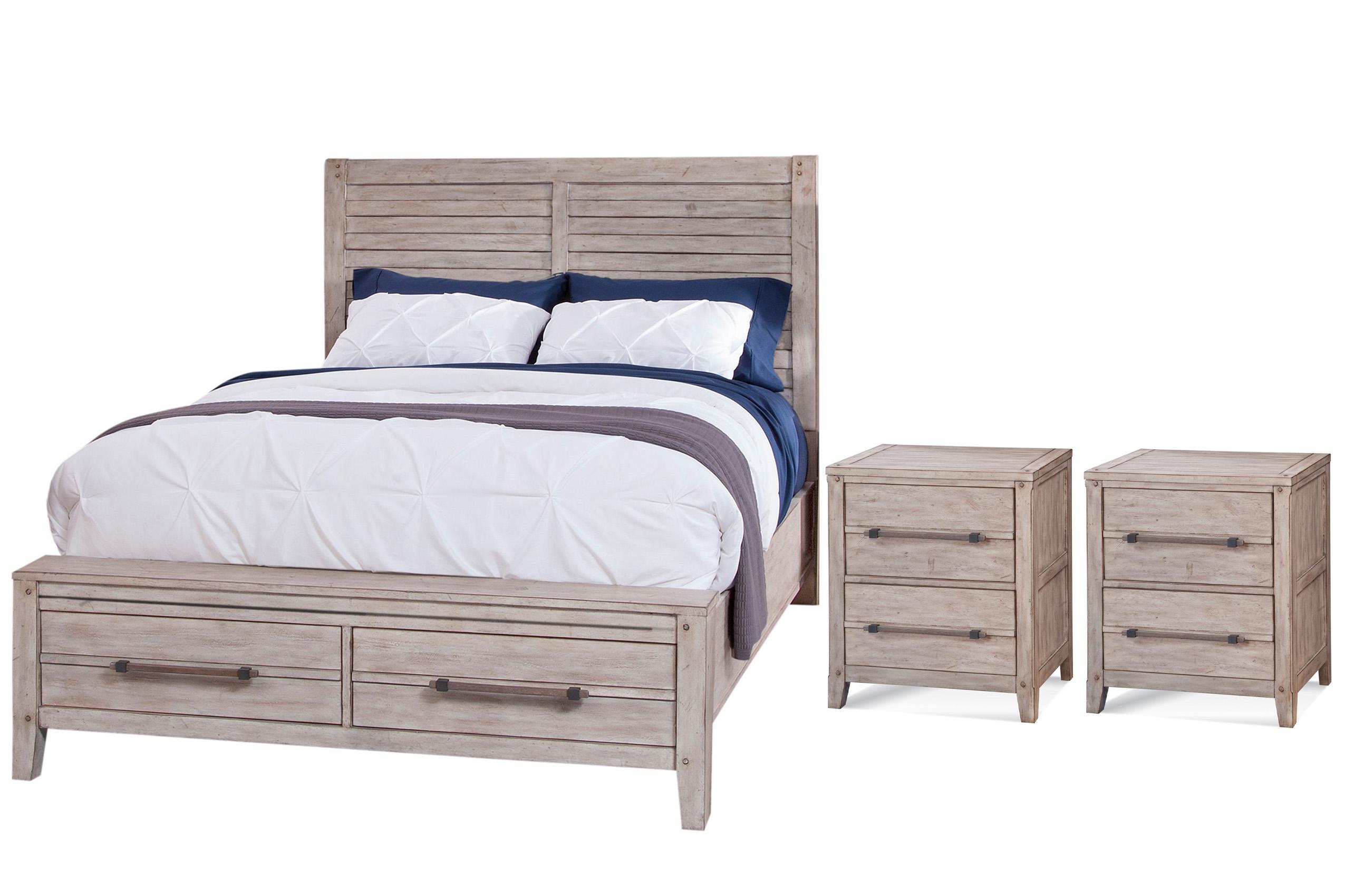 Classic, Traditional Panel Bedroom Set AURORA 2810-66PSB 2810-66PSB-2810-420-2N-3PC in whitewash 