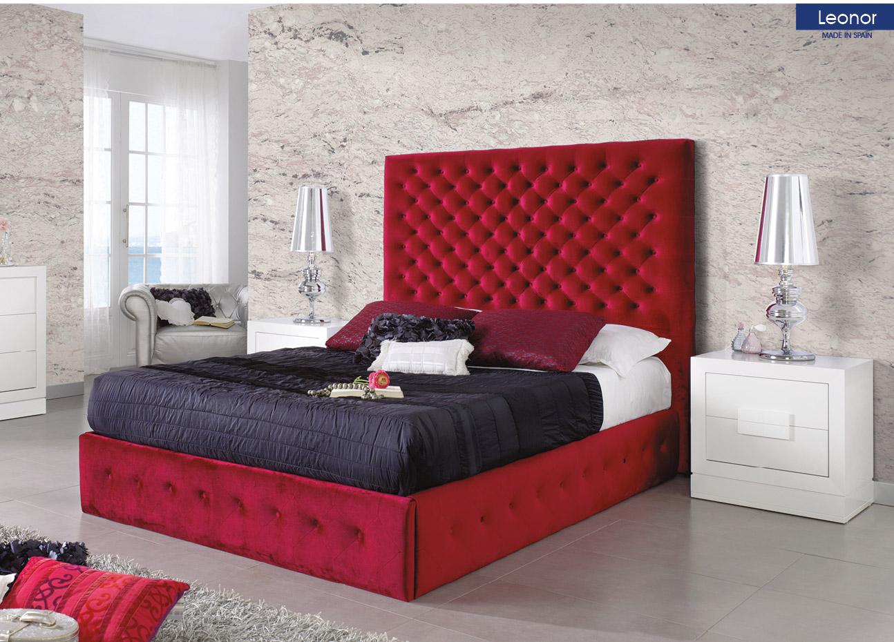 

    
King Storage Bedroom Set 3 Leonor Burgundy Contemporary Made in Spain ESF Dupen
