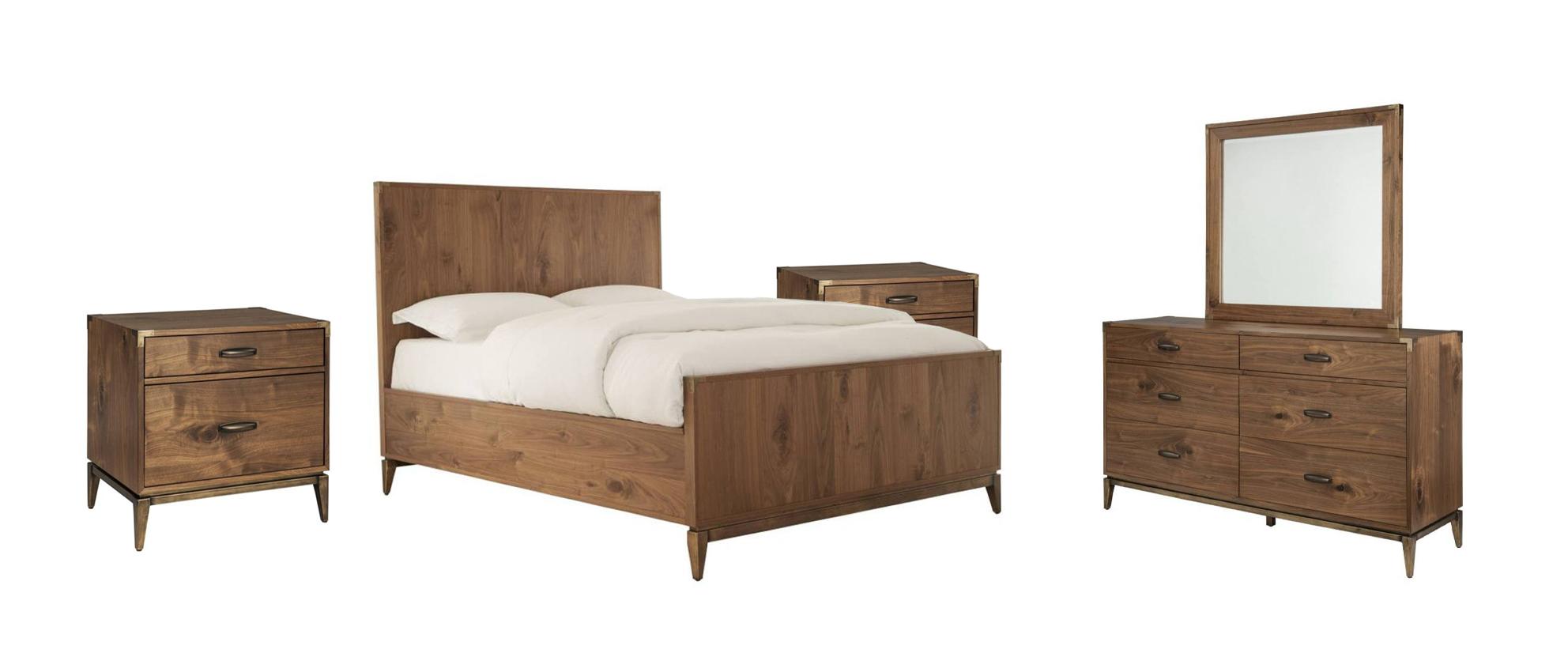 

    
Knotty Walnut Finish Queen Size Bedroom Set 5Pcs ADLER by Modus Furniture
