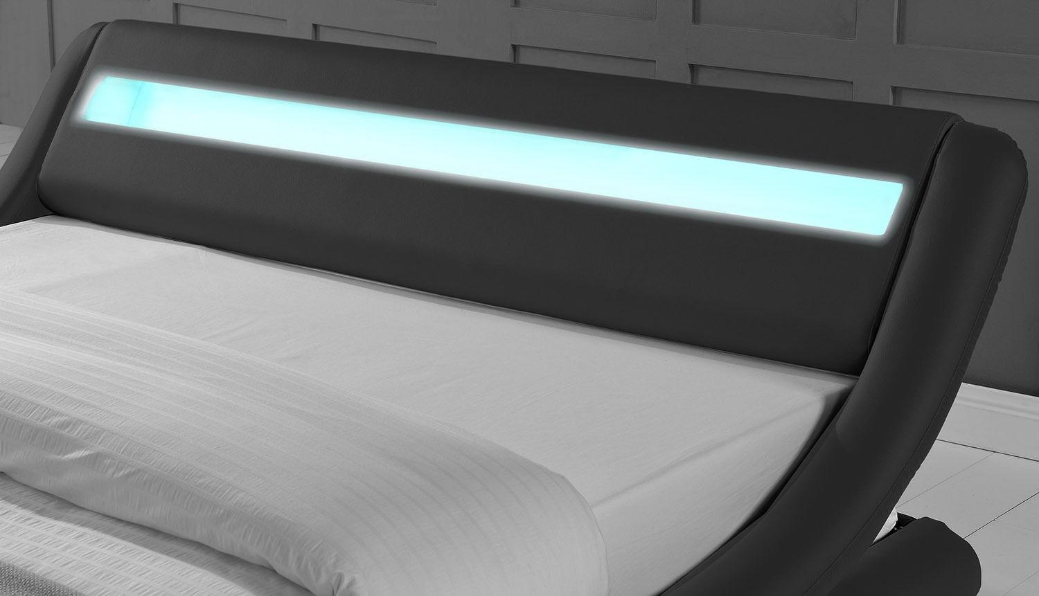 

    
Ladeso Furniture SF-808 K-B SL-EDGEWATER Black Modern King Platform Bed w/LED Lights
