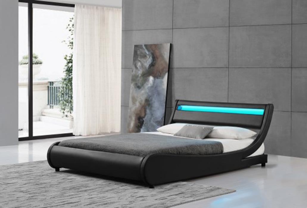

    
Ladeso Furniture SF-808 K-B SL-EDGEWATER Black Modern King Platform Bed w/LED Lights
